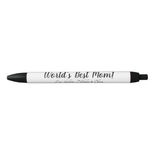 World’s Best Mum black custom script stylish chic Ink Pen