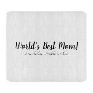 World’s Best Mum black white custom script elegant Cutting Board