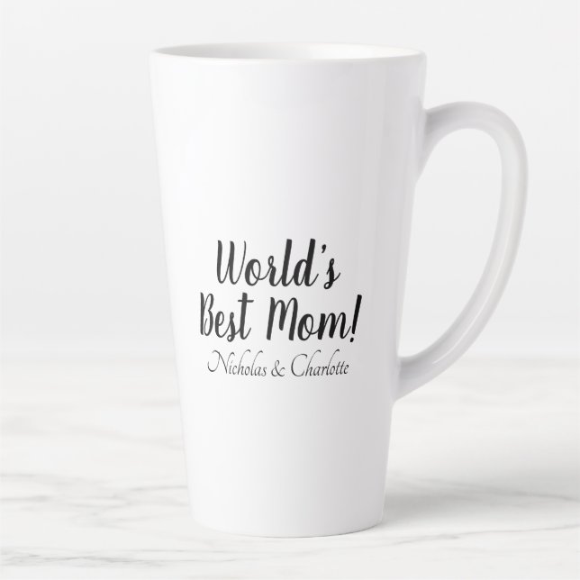 World’s Best Mum black white custom script stylish Latte Mug (Right)