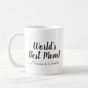 World’s Best Mum black white custom script text Coffee Mug