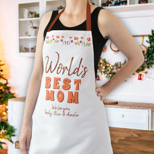 World`s Best Mum Flowers Floral Mother`s Day Apron