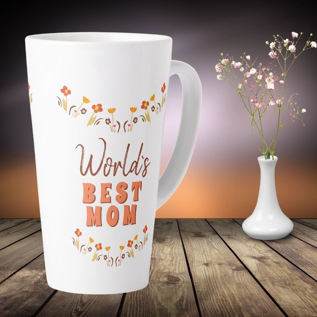 World`s Best Mum Flowers Floral Mother`s Day Latte Mug (Creator Uploaded)