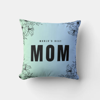 World`s Best Mum Flowers Floral Rustic blue black  Cushion