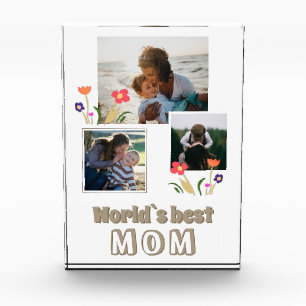 World`s Best Mum Flowers Mother`s Day 3 Photo Block
