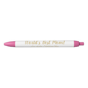 World’s Best Mum gold custom script cute Black Ink Pen