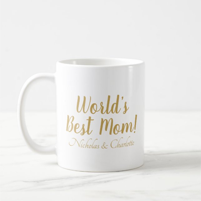 World’s Best Mum gold custom script cute Coffee Mug (Left)