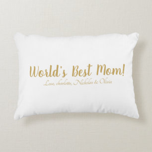 World’s Best Mum gold custom script cute Decorative Cushion