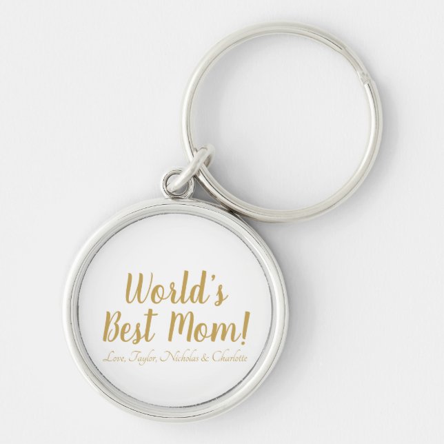 World’s Best Mum gold custom script cute Key Ring (Front)