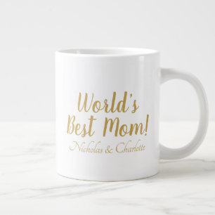World’s Best Mum gold custom script cute Large Coffee Mug