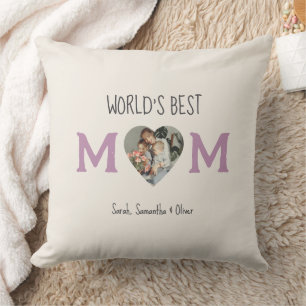 World’s Best Mum – Heart Photo & Custom Text    Cushion