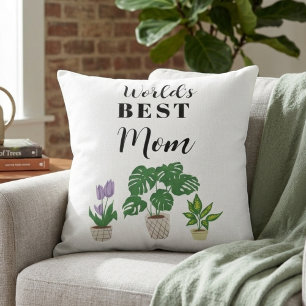World’s Best Mum Mother’s Day Cute Plant Lover Cushion
