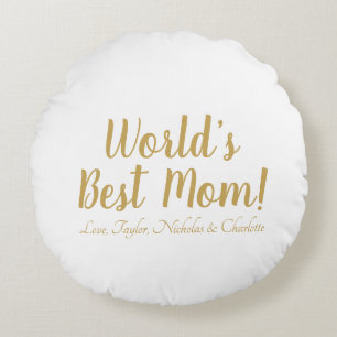 World’s Best Mum personalised custom script cute Round Cushion