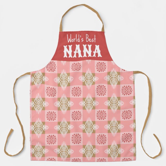 World’s Best NANA apron red Symmetric hearts  (Front)