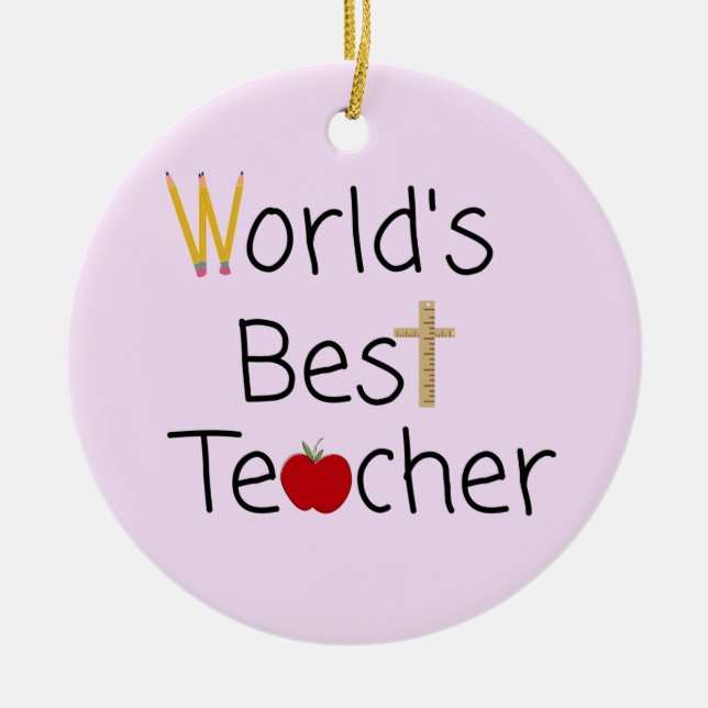 World’s Best Teacher Cool School Supplies Ceramic Tree Decoration (Front)