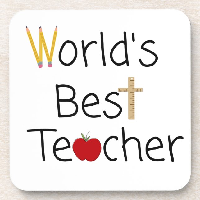 World’s Best Teacher Cool School Supplies Coaster (Front)