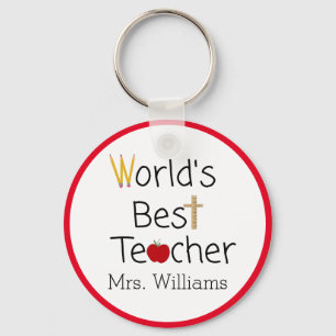 World’s Best Teacher Cool School Supplies Keychain
