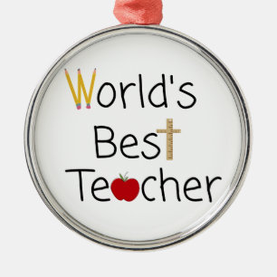 World’s Best Teacher Cool School Supplies Metal Tree Decoration