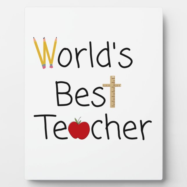 World’s Best Teacher Cool School Supplies Plaque (Front)