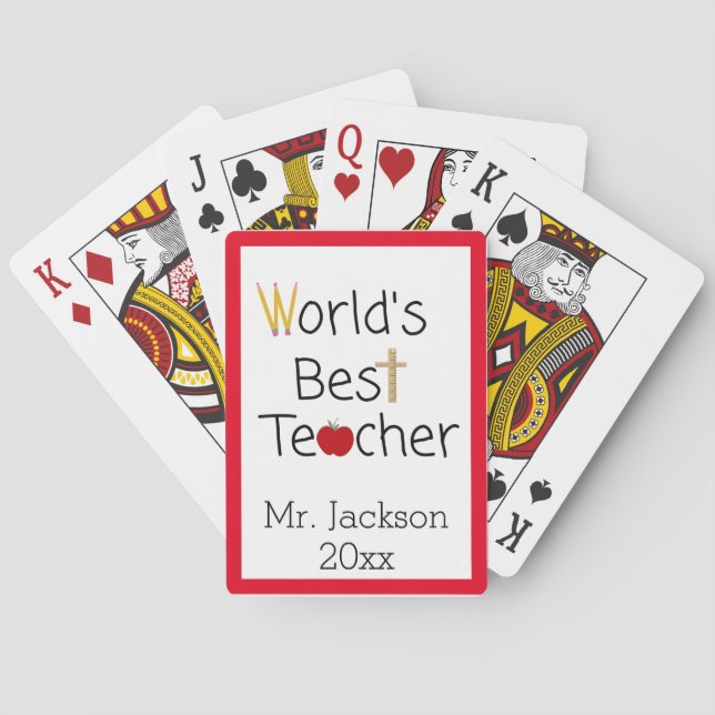 World’s Best Teacher Cool School Supplies Playing  Playing Cards (Back)