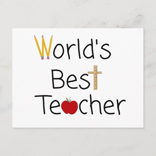 World’s Best Teacher Cool School Supplies Postcard (Front)