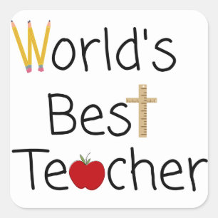 World’s Best Teacher Cool School Supplies Square Sticker