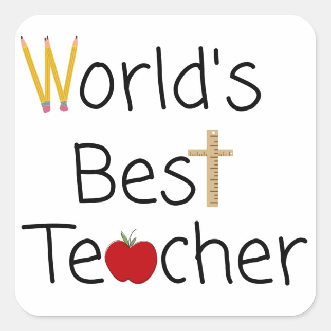 World’s Best Teacher Cool School Supplies Square Sticker (Front)