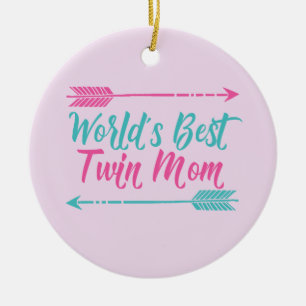 World’s Best Twin Mum Pretty Mother’s Day Ceramic Tree Decoration