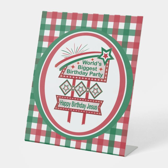 World’s Biggest Birthday Party Marquee Pedestal Sign (Front)