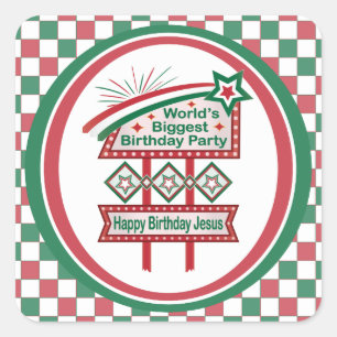 World’s Biggest Birthday Party Marquee Square Sticker