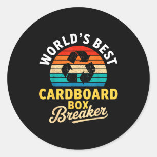 World’s Cardboard Box Breaker Funny Recycling Hero Classic Round Sticker