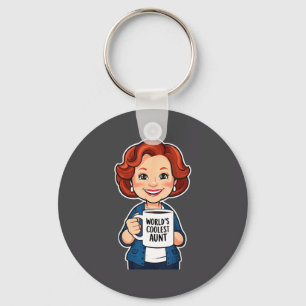 World’s Coolest Aunt Funny Coffee Lover Gift Tee  Key Ring