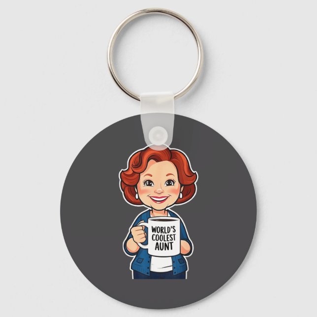 World’s Coolest Aunt Funny Coffee Lover Gift Tee  Key Ring (Front)