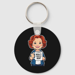World’s Coolest Aunt Funny Coffee Lover Gift Tee Key Ring