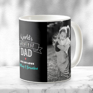 World’s Greatest Dad 2 Photo Modern Black White Coffee Mug