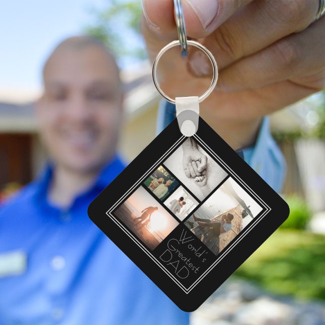 World’s Greatest Dad Family Child 5 Photo Collage Key Ring (Creator Uploaded)