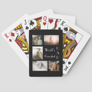 World’s Greatest Dad Family Child 5 Photo Collage Playing Cards