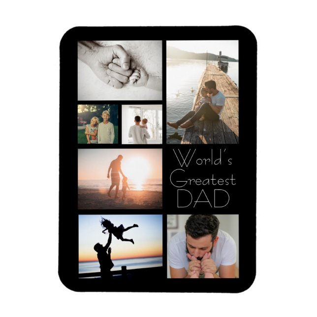 World’s Greatest Dad Family Child 7 Photo Collage Magnet (Vertical)