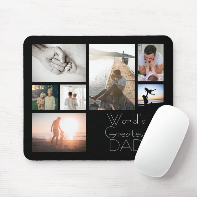 World’s Greatest Dad Family Child 7 Photo Collage Mouse Mat (With Mouse)