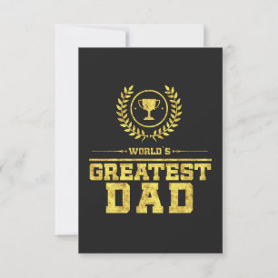 World`s Greatest DAD Gold Father Trophy Gift Idea Thank You Card