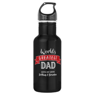 World’s Greatest Dad Modern Red Banner Black Cool 532 Ml Water Bottle
