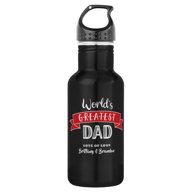 World’s Greatest Dad Modern Red Banner Black Cool 532 Ml Water Bottle (Front)