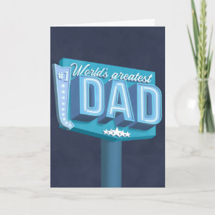 World’s Greatest Dad neon sign Fathers birthday Card