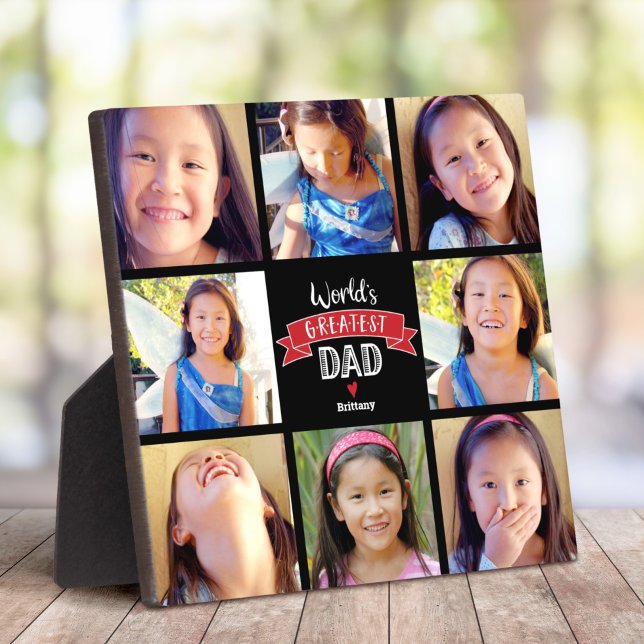 World’s Greatest Dad Red Banner 8 Photo Collage Plaque (Creator Uploaded)