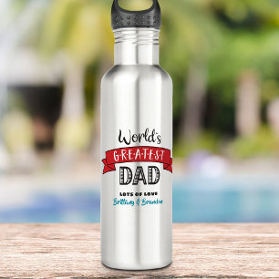 World’s Greatest Dad Red Banner Cool Bold Modern 710 Ml Water Bottle