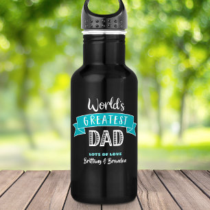 World’s Greatest Dad Teal Banner Bold Type Modern 532 Ml Water Bottle