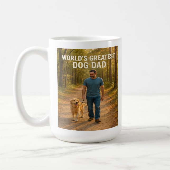 World’s Greatest Dog Dad – Morning Walk Edition Coffee Mug (Left)