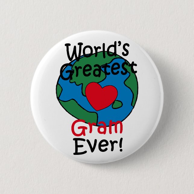 World’s Greatest Gram Heart 6 Cm Round Badge (Front)