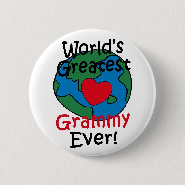 World’s Greatest Grammy Heart 6 Cm Round Badge (Front)