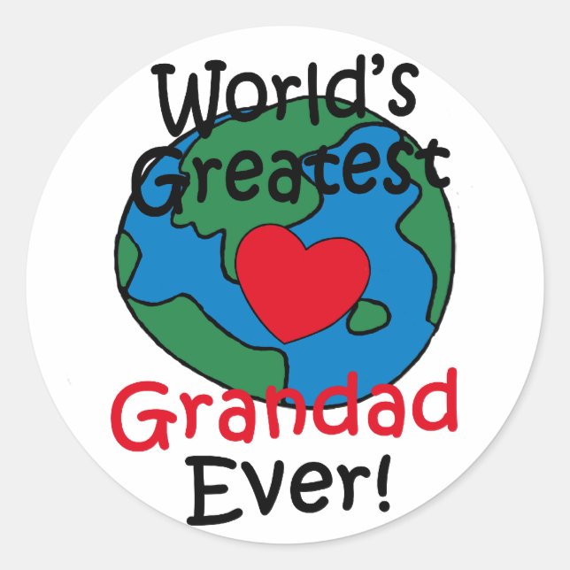 World’s Greatest Grandad Heart Classic Round Sticker (Front)