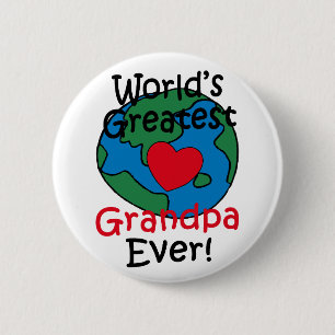 World’s Greatest Grandpa Heart 6 Cm Round Badge